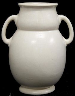 Cream-Glazed American Art Pottery Waisted Vase