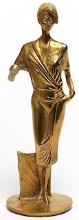 Art Deco-Style Cast Brass Female Figure