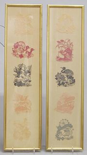 Pair of Vintage Japanese Kiri-e Cut Paper Panels