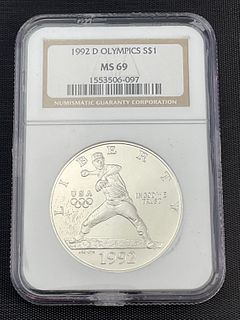 1992 D Olympics Baseball Commemorative MS 69 Silver Coin NGC