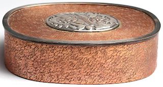 Silvered & Coppered Oval Brass Box