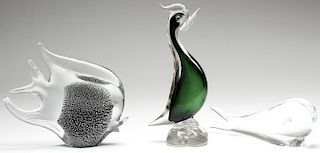 3 Pieces Contemporary Zoological Blown Art Glass
