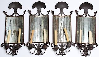 Set of 4 Arts & Crafts Mirrored Sconces