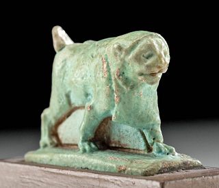Egyptian Faience Amulet, Lion Maahes, ex-Drexel 1895!