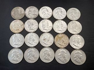 Group of 20 Franklin Silver Half Dollars