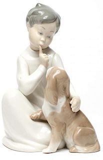 Lladro Porcelain "Boy with Dog" Figurine