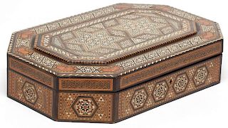 Large North African Inlaid Wood Parquetry Box