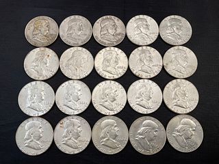 Lot of 20 Franklin Silver Half Dollars