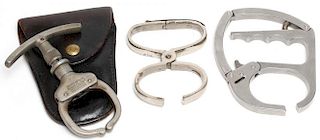 3 Vintage Come-Along Nipper Handcuffs