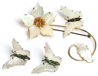 "Ocean Treasures" Vermeil Butterfly Pin & Earrings