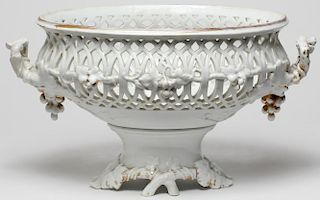 European White-Glazed Porcelain Footed Fruit Bowl