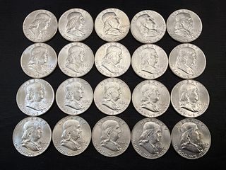 Lot of 20 1962 D Franklin Silver Half Dollars