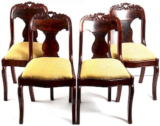 4 Queen Anne-Style Mahogany Country Side Chairs