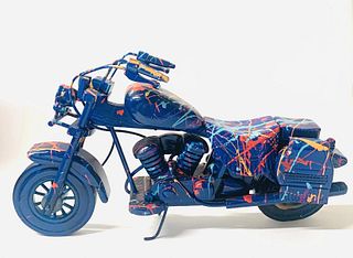 E.M. Zax- Hand Painted metal sculpture "Harley Davidson"