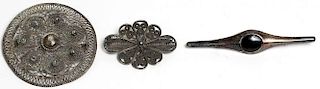 Lot of 3 Vintage Silver Woman's Brooches