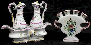 4 French Faience Porcelain Pieces