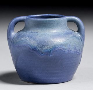Newcomb College Matte Blue Two-Handled Vase c1920s