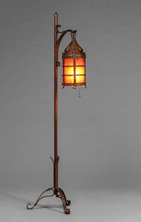 Frederick Fifield (1874-1947) Hancock, NY Hammered Copper & Mica Floor Lamp c1920s