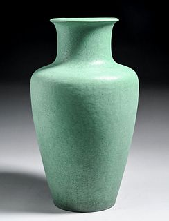 Teco Pottery #G41 Monumental Matte Green Floor Vase c1910