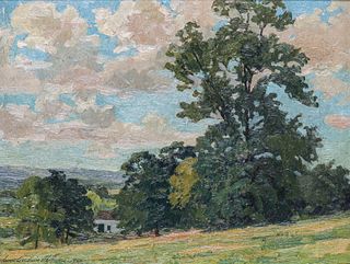 James Goodwin McManus (1882-1958) Impressionist Painting Connecticut Clouds 1926