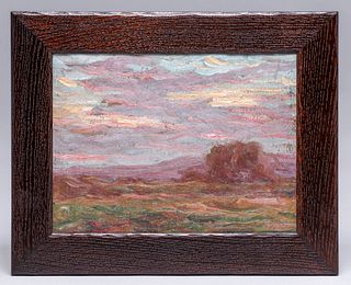 Charles Franklin Chamberlain (1871 – 1947) Impressionist Vibrant Sunset Clouds & Hills c1920s