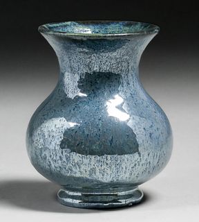 Fulper Pottery Metallic Blue Flared Vase c1910