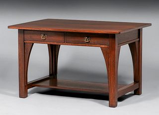 Limbert Two-Drawer Library Table c1910