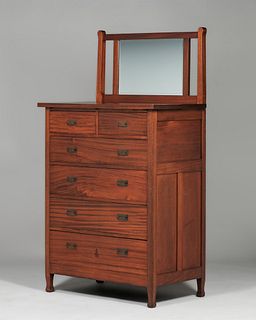 Roycroft Tall Mahogany Mirrored Dresser c1910