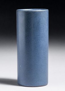 Marblehead Pottery Matte Blue Cylinder Vase c1910