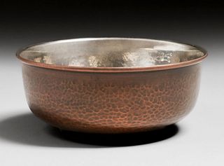 George Christian Gebelein – Boston Hammered Copper Silver-Lined Bowl c1910s