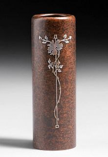 Heintz #3668 Sterling on Bronze Cylinder Vase c1915