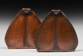 Early Roycroft Hammered Copper Bookends c1915