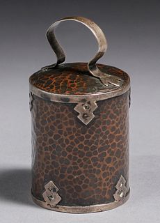 Joseph Heinrichs Hammered Copper & Silver Dinner Bell c1905