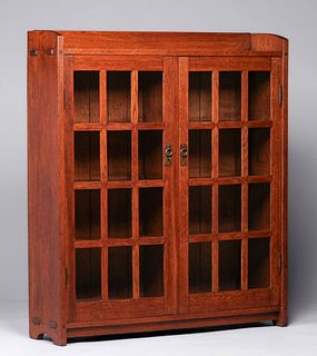 Early Gustav Stickley Two-Door Miter-Mullion Bookcase c1902