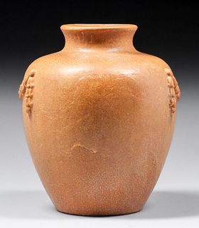 Grueby Pottery Matte Ochre Brown Vase c1900