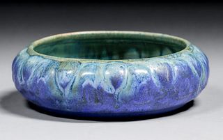 Early Fulper Pottery Matte Blue Bowl c1910