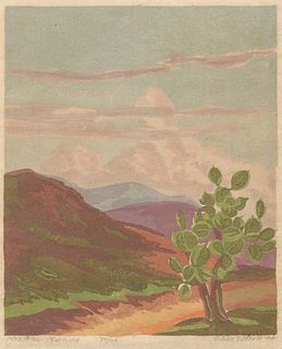 Glenn Wheete (1884-1965) Color Woodcut "Mexican Morning" 1944