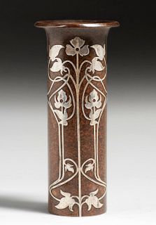 Heintz #3591 Sterling on Bronze Flared Vase c1915