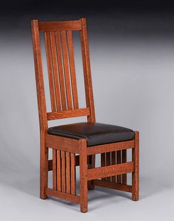 Rare L&JG Stickley Slatted Tallback Side Chair c1905-1907