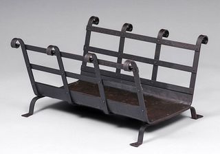 Arts & Crafts Strap-Form Iron Log Holder c1910s