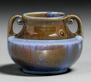 Fulper Pottery Two-Handled Blue Vase c1920s