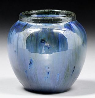 Fulper Pottery Chinese Blue Bulbous Vase c1910s