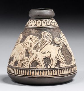 Weller Lebanon Winged Lion Vase c1910s