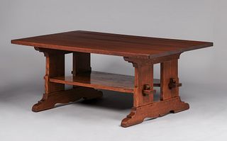 Large L&JG Stickley 72" Trestle Table c1908-1912