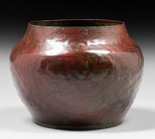 Dirk van Erp Hammered Copper Red Warty Vase c1913-1914