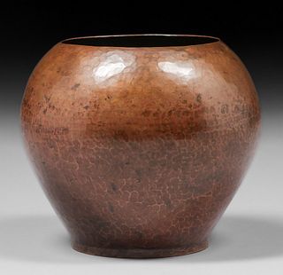 Dirk van Erp Hammered Copper Spherical Vase c1911-1912