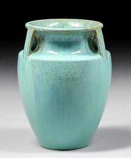 Fulper Pottery #530 Three-Handled Light Green Vase c1920