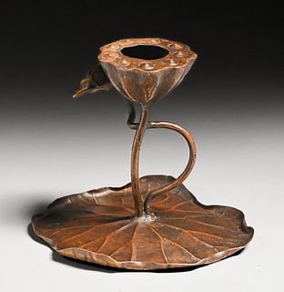 Leonide Lavaron Chicago Copper Candlestick c1905-1910