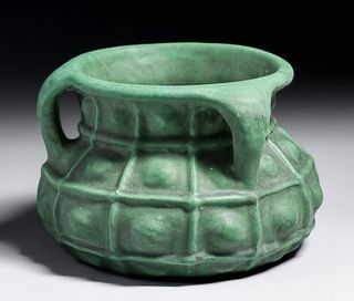 Cambridge Art Pottery Matte Green Three-Handled Vase c1910