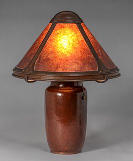 Dirk van Erp Hammered Copper & Mica Tall Boudoir Lamp c1920s
